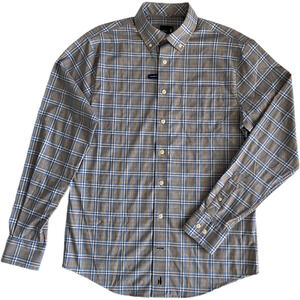 Johnnie-O Shirt Men's Small Long Sleeve Button Down Blue & Gray Plaid NEW